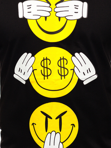 Черна мъжка тениска с принт Bolf KS2385