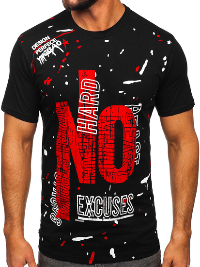 Черна мъжка тениска с принт Bolf JS1856