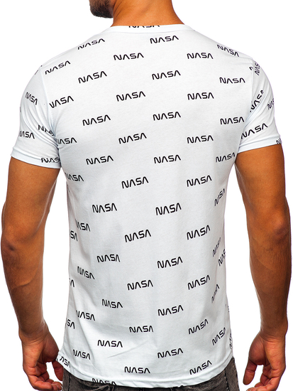 Бяла мъжка тениска с принт Bolf 14950