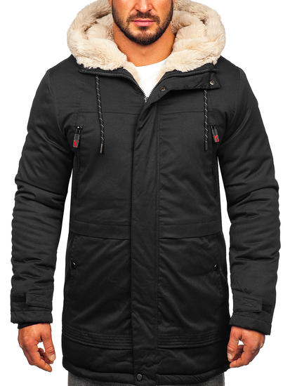 Черно мъжко яке зимно парка Bolf 22M51