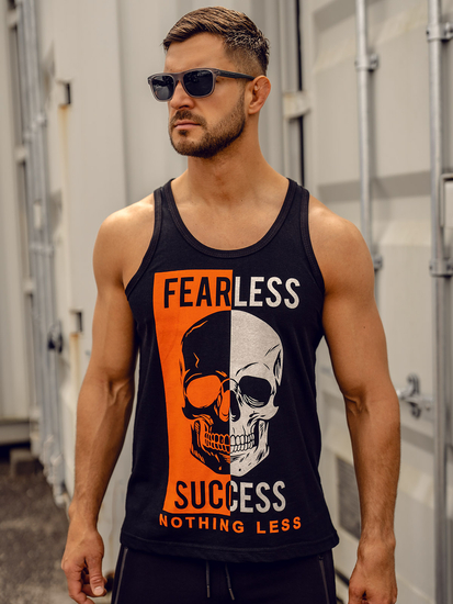 Черна боксьорска тениска с щампи Bolf 14841A