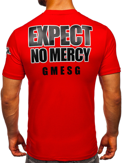 Червен мъжка тениска с принт Bolf 2291