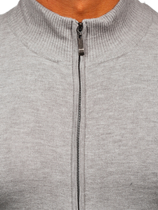 Сив с цип мъжки пуловер Bolf YY07