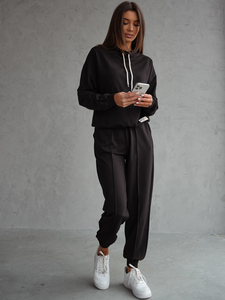 Дамски двуцветен спортен комплект черен Bolf 82162