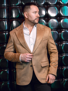 Мъжко кадифено яке в цвят Camel Bolf 24410