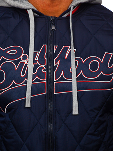 Тъмносиньо капитонирано мъжко преходно яке тип бомбър Bolf HSS058