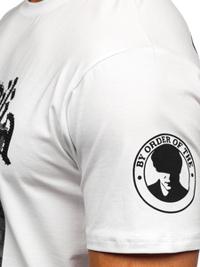 Бяла мъжка тениска с апликации Bolf 21004