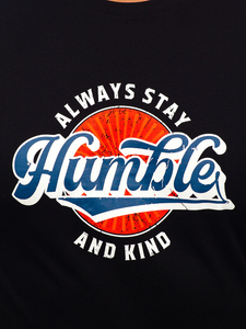 Черна памучна мъжка тениска с щампа Bolf MPO3531