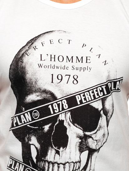 Бяла тениска без ръкави tank top с принт Bolf 14807