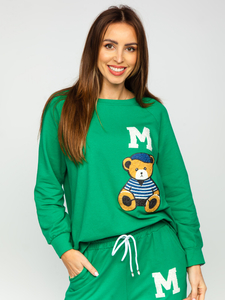 Зелен дамски анцуг с апликации Bolf 52308