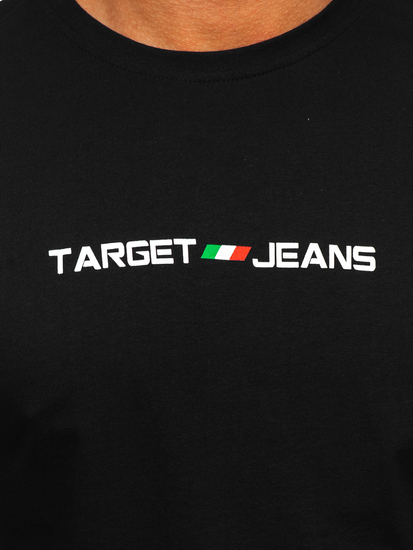 Черна мъжка памучна тениска с принт Bolf 14761