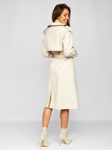 Бежов дамски дълъг шлифер с колан 2 в 1 Bolf AG3011