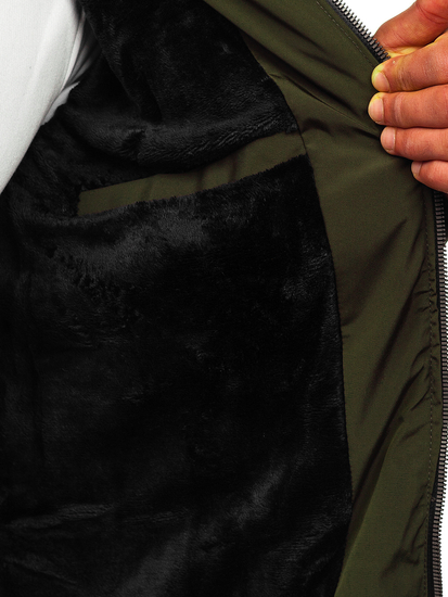 Зелен капитонирано мъжко зимно яке Bolf 6906