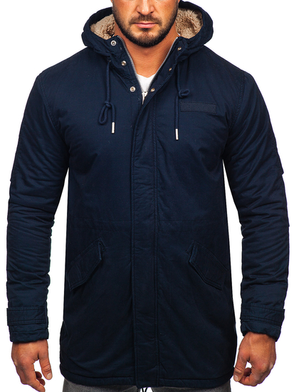 Мъжка памучна зимна тъмносиня парка Bolf EX838A