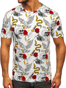 Бяла мъжка тениска с принт Bolf 14900