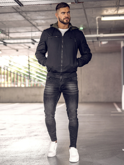 Черно памучно преходно мъжко яке Bolf 84M3010A