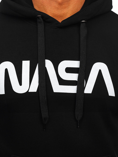 Черен мъжки суичър кенгуру с щампа Bolf 14600