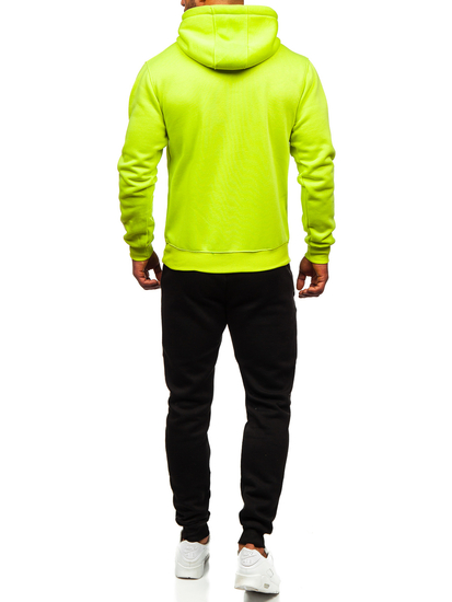 Светлозелен мъжки анцуг с качулка и джоб тип кенгуру Bolf D002-72