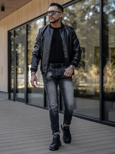 Черни мъжки дънки slim fit Bolf MP0056G