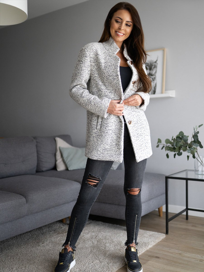 Дамско палто бяло Bolf 6011-1