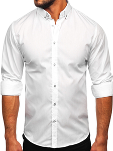 Мъжка елегантна риза с дълъг ръкав бяла Bolf 5821-1