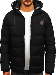 Черно ватирано мъжко зимно яке Bolf HSS052