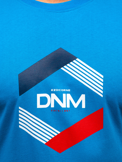 Небесносиня мъжка раирана риза с дълъг ръкав Bolf 22731