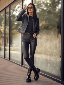 Дамско черно кожено яке Bolf 11Z8206