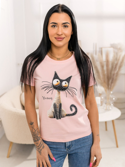 Розова дамска тениска с апликация Bolf 95T2515