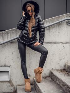 Черно капитонирано зимно яке с качулка Bolf 5M3138