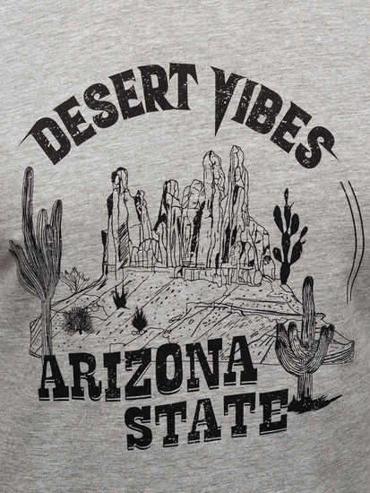 Мъжка сива памучна тениска с щампа Bolf MPO3483