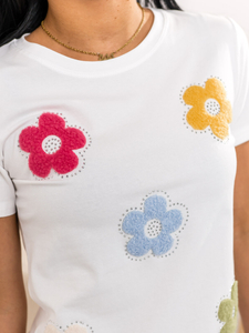 Бяла дамска тениска с апликация Bolf 95T2529