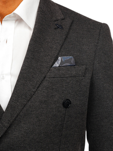 Антрацитно мъжко елегантно сако с двойно закопчаване Bolf 007