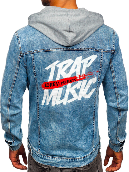 Тъмносиньо мъжко дънково яке с качулка Bolf HY958