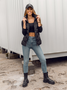 Черен капитониран дамски елек Bolf 5M719