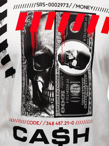 Бяла мъжка тениска с принт Bolf 14315