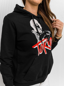 Черен с принт дамски суитшърт без качулка Bolf 5194