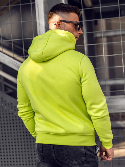 Светлозелена мъжки суитшърт с качулка с джоб тип кенгуру Bolf 2009A