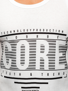 Бял мъжки потник  tank top с принт Bolf 14840