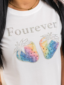 Бяла дамска тениска с апликация Bolf 95T2518