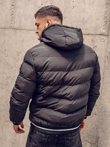 Черно-златисто двулицево капитонирано зимно мъжко яке Bolf 7417A