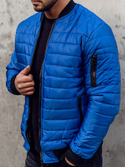 Синьо преходно мъжко яке капитонирано бомбър Bolf MY-02