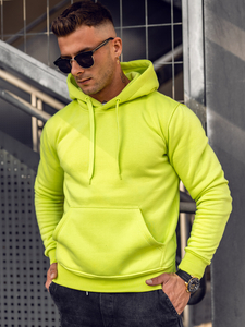 Светлозелена мъжки суитшърт с качулка с джоб тип кенгуру Bolf 2009A
