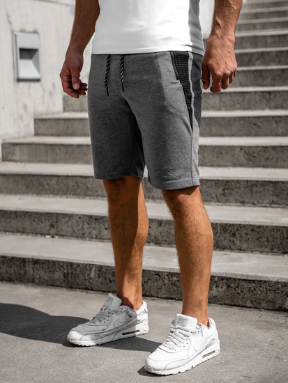 Kъси мъжки спортни панталони сиво-черни Bolf Q3876