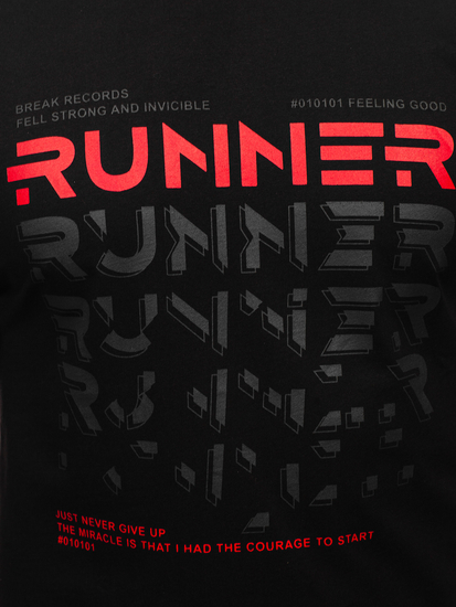 Черна мъжка тениска с принт Bolf 14336