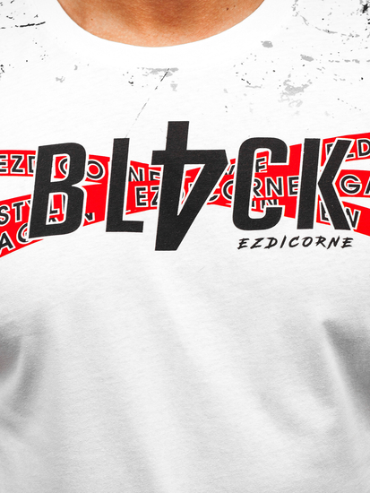 Бяла мъжка памучна тениска Bolf 14722