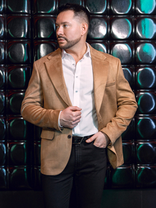 Мъжко кадифено яке в цвят Camel Bolf 24410