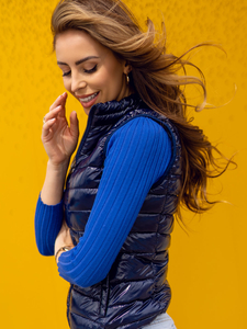 Тъмносин капитониран дамски елек Bolf R0107AA