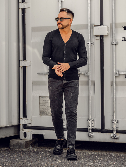 Черна мъжка жилетка с цип Bolf YY06A