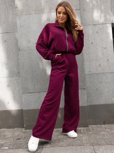 Дамски двуцветен спортен комплект с цип бордо Bolf 821109